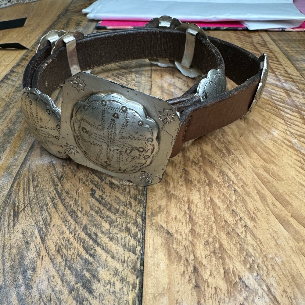 Ralph Lauren Brown Leather Belt with Silver Conchos - Picture 8 of 11